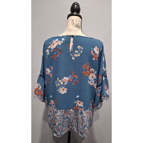 NEW Pink Rose Floral Patterned 3/4 Sleeve Blouse-Sz. XL - Picture 2 of 7